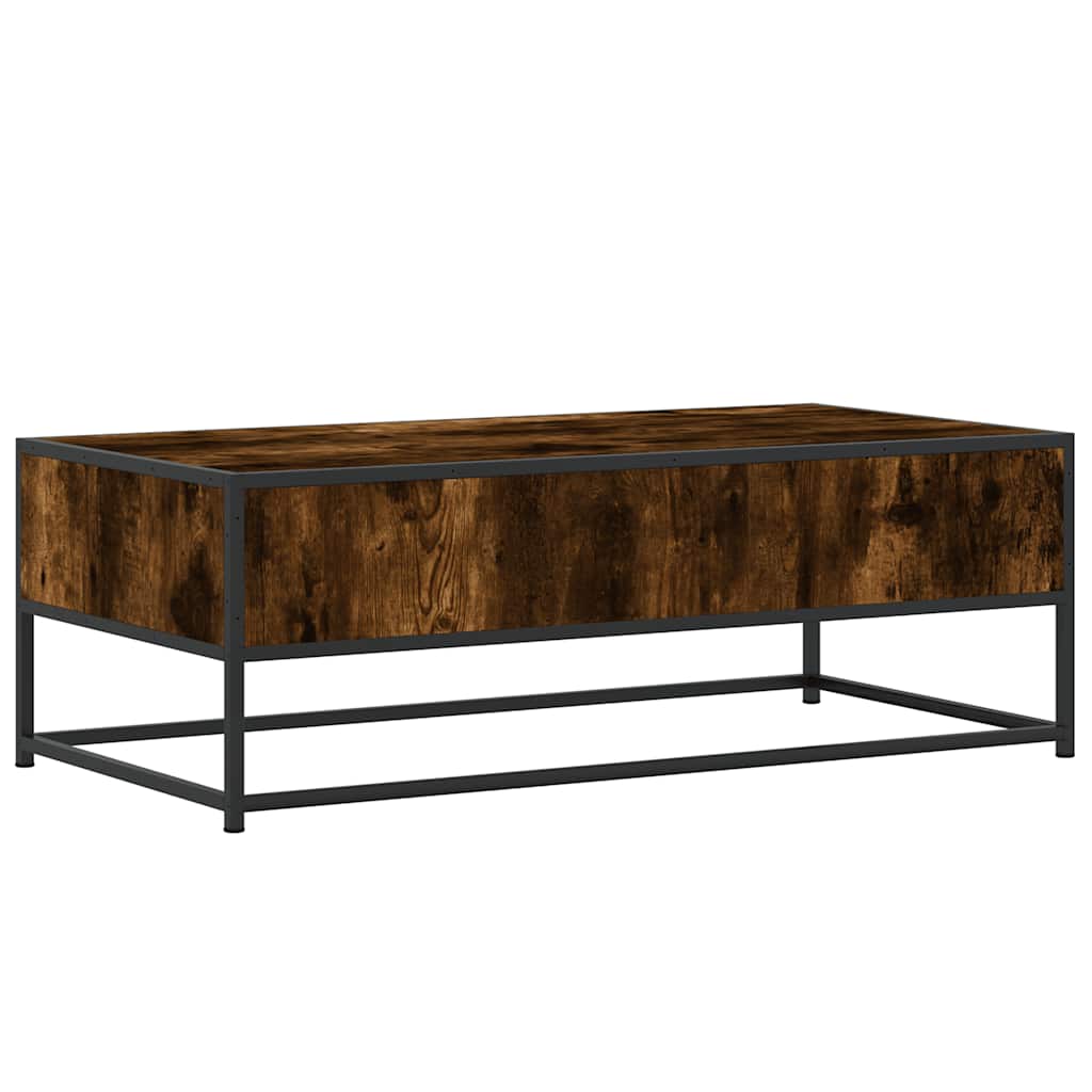 Table basse chêne fumé 100x50x35 cm bois d'ingénierie et métal - XIOS