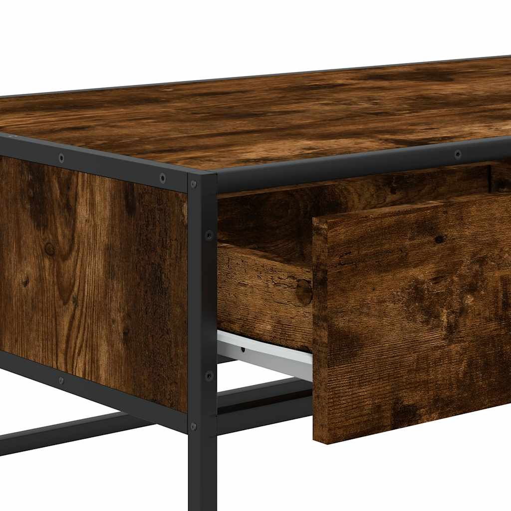 Table basse chêne fumé 100x50x35 cm bois d'ingénierie et métal - XIOS