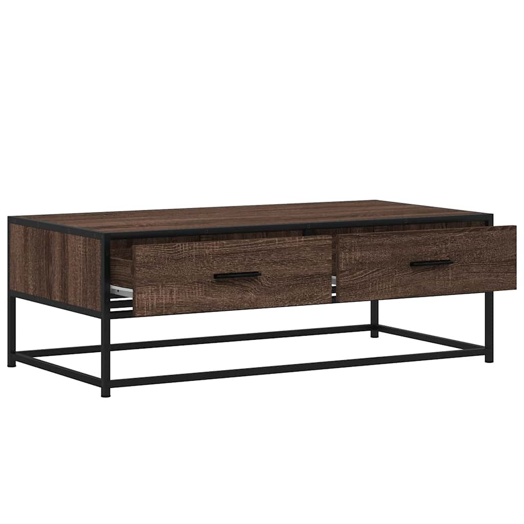 Table basse chêne marron 100x50x35cm bois d'ingénierie et métal - XIOS