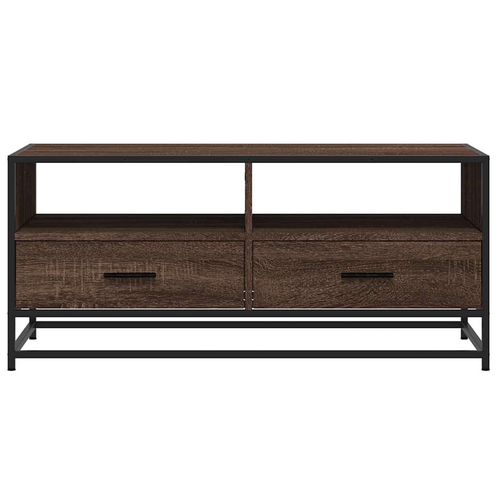 Table basse chêne marron 100x50x45cm bois d'ingénierie et métal