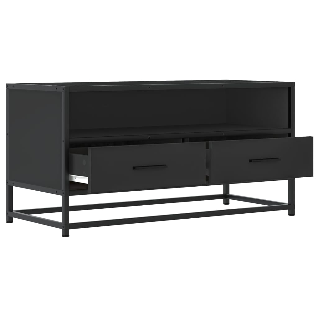 Meuble TV noir 80x34,5x40 cm bois d'ingénierie et métal - XIOS