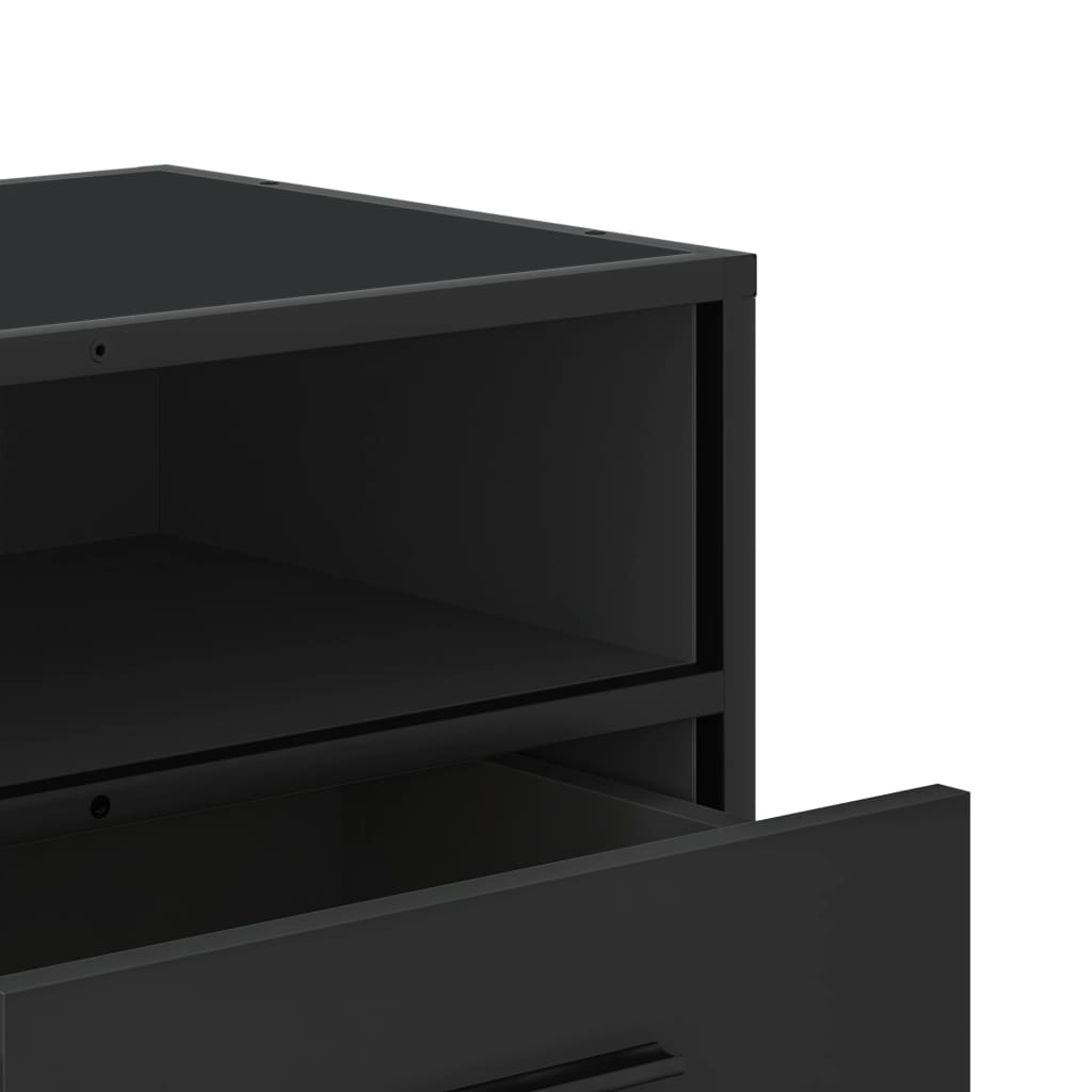 Meuble TV noir 80x34,5x40 cm bois d'ingénierie et métal - XIOS