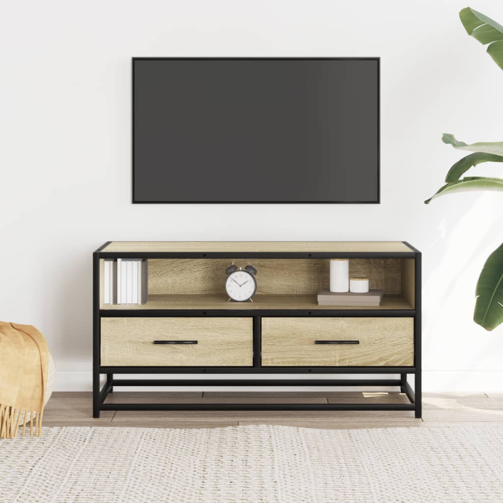 Meuble TV chêne sonoma 80x34,5x40 cm bois d'ingénierie et métal - XIOS