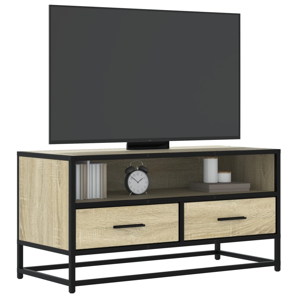 Meuble TV chêne sonoma 80x34,5x40 cm bois d'ingénierie et métal - XIOS