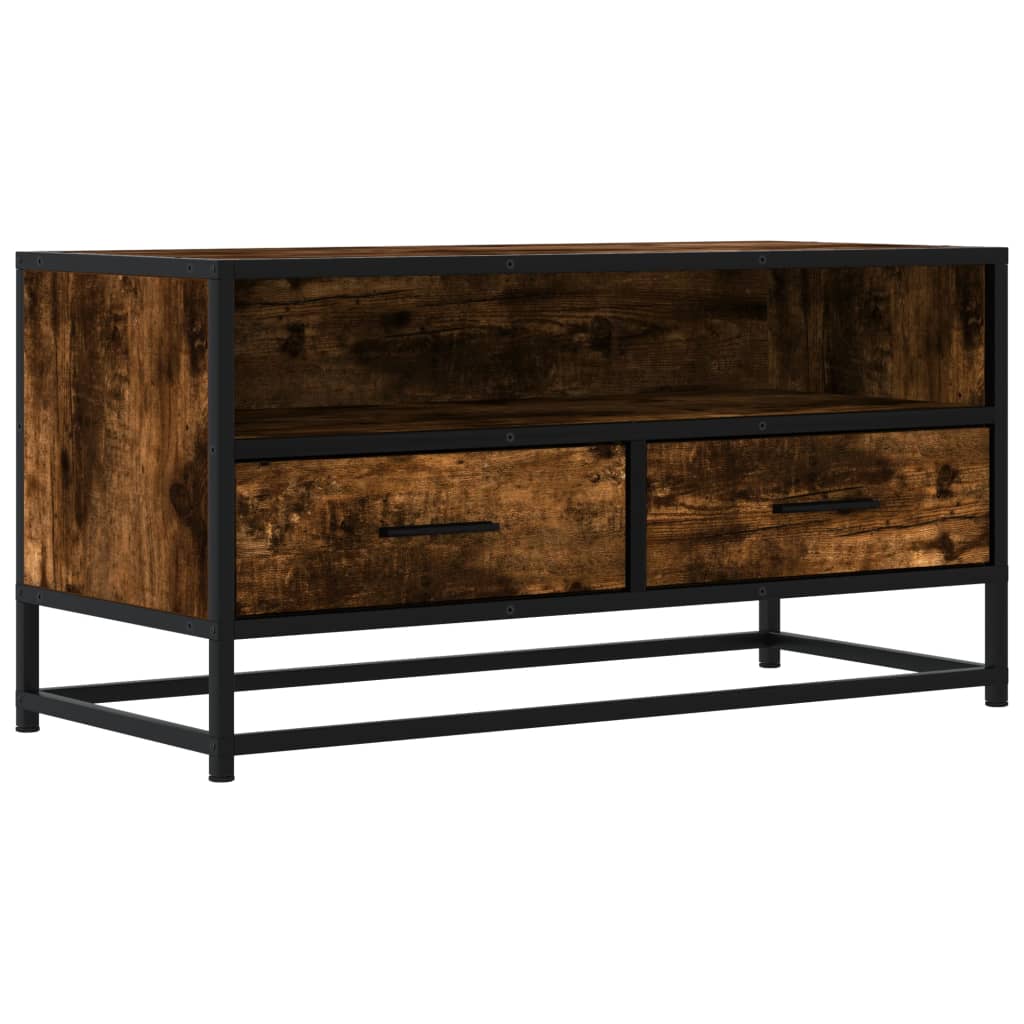 Meuble TV chêne fumé 80x34,5x40 cm bois d'ingénierie et métal - XIOS
