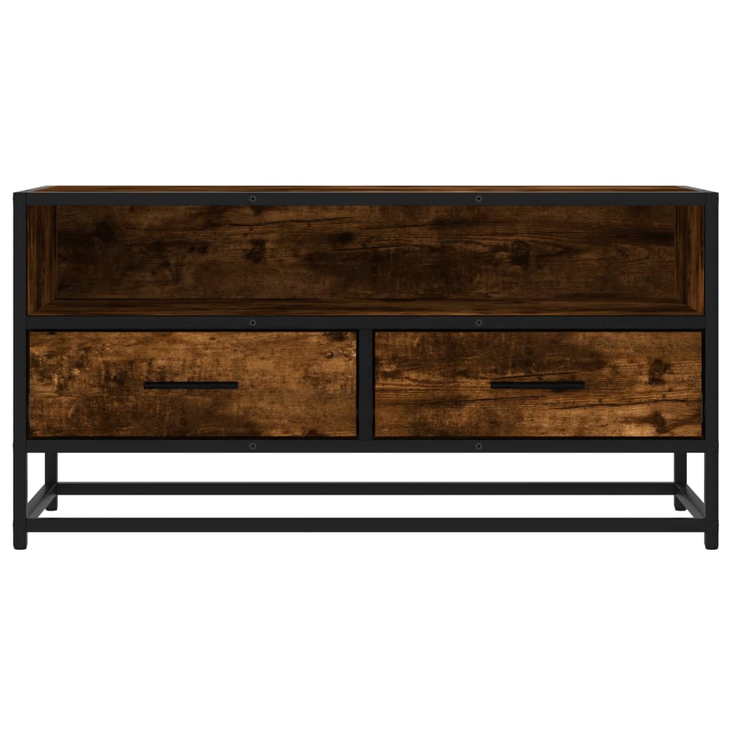 Meuble TV chêne fumé 80x34,5x40 cm bois d'ingénierie et métal - XIOS