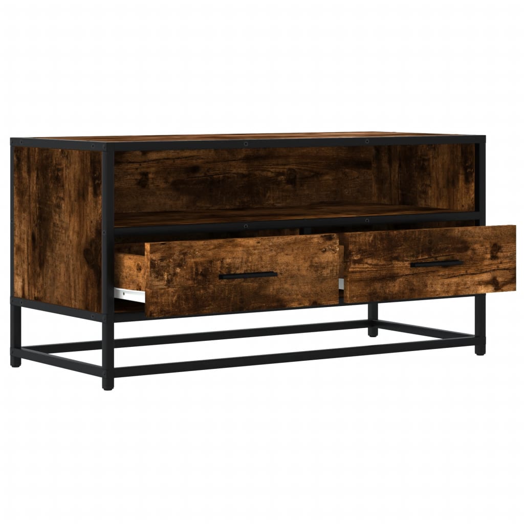 Meuble TV chêne fumé 80x34,5x40 cm bois d'ingénierie et métal - XIOS