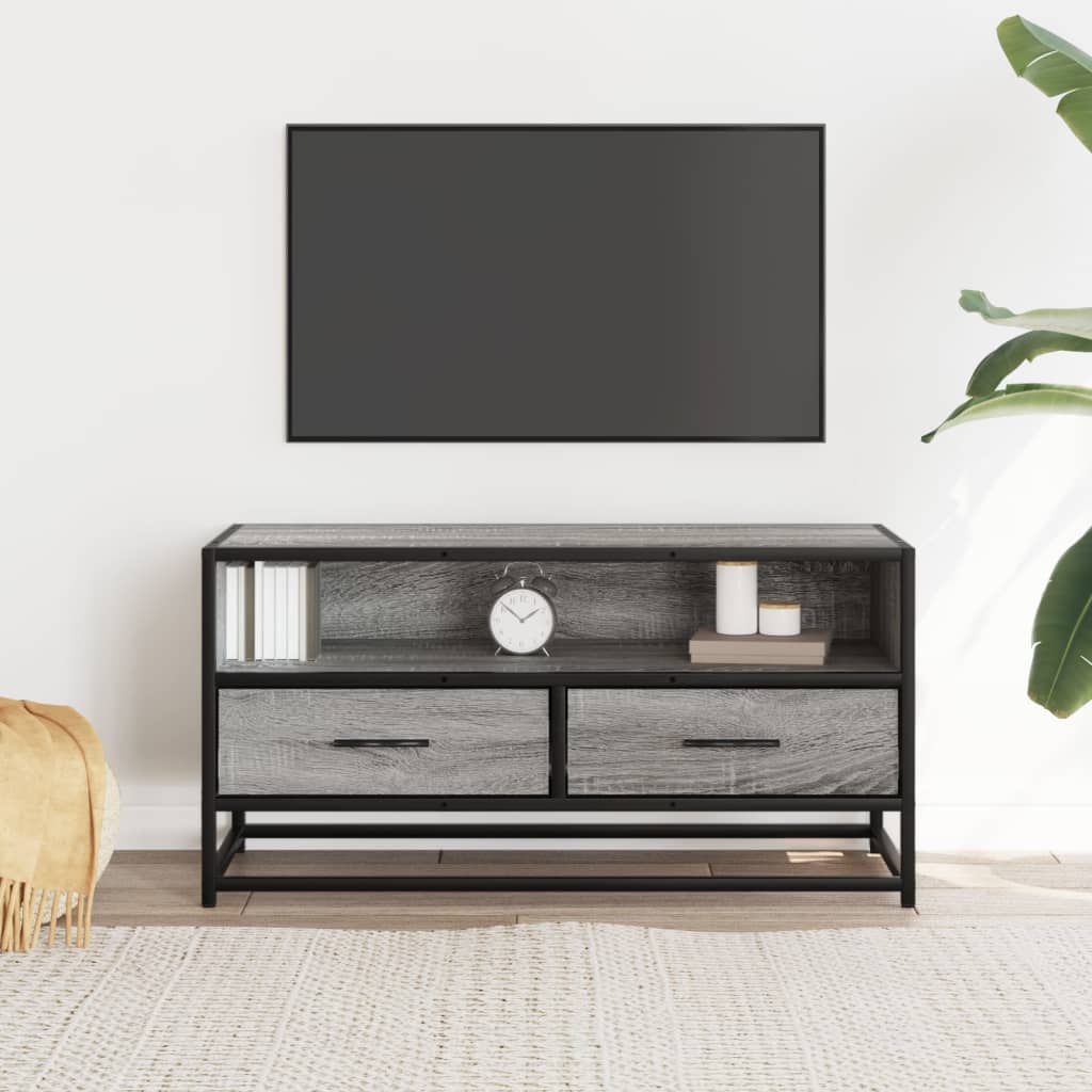Meuble TV sonoma gris 80x34,5x40 cm bois d'ingénierie et métal - XIOS