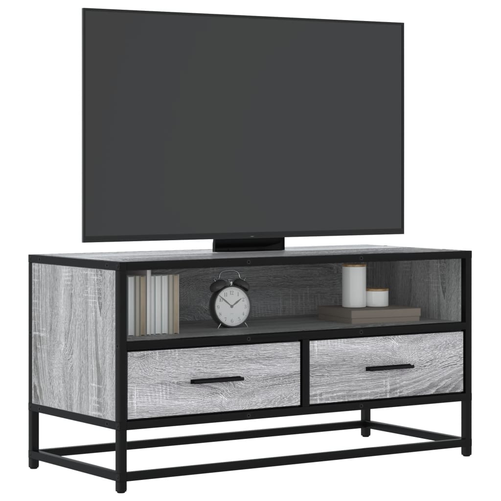 Meuble TV sonoma gris 80x34,5x40 cm bois d'ingénierie et métal - XIOS