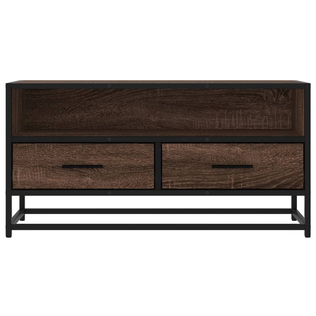 Meuble TV chêne marron 80x34,5x40 cm bois d'ingénierie et métal - XIOS