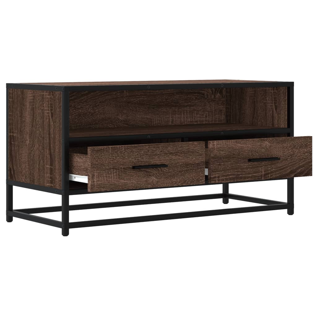 Meuble TV chêne marron 80x34,5x40 cm bois d'ingénierie et métal - XIOS
