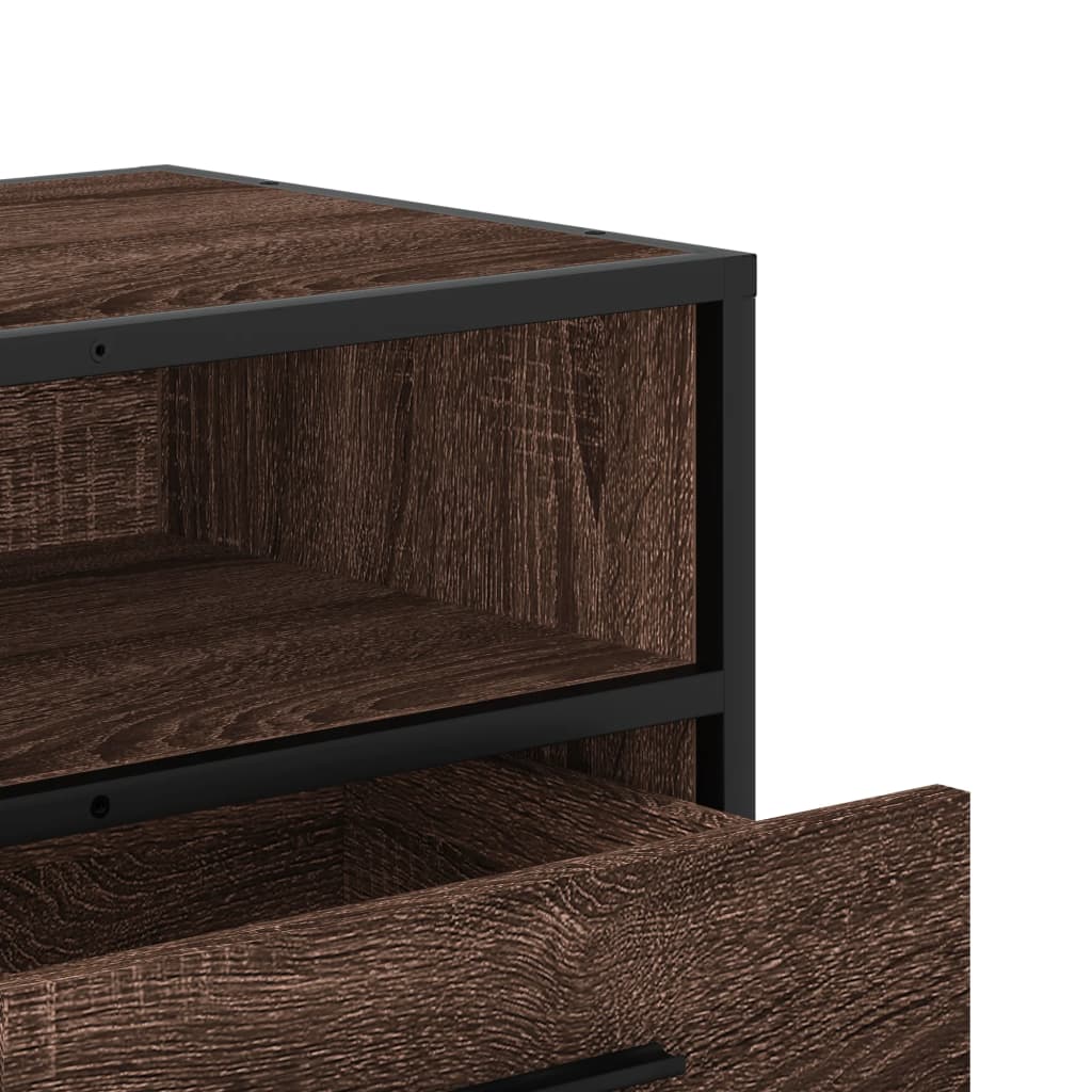 Meuble TV chêne marron 80x34,5x40 cm bois d'ingénierie et métal - XIOS