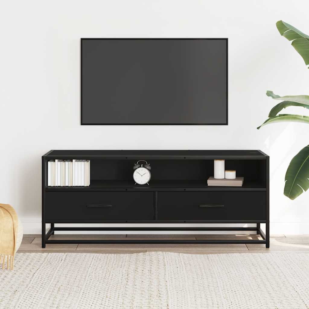 Meuble TV noir 100x34,5x40 cm bois d'ingénierie et métal - XIOS