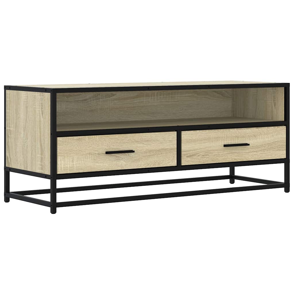 Meuble TV chêne sonoma 100x34,5x40cm bois d'ingénierie et métal - XIOS