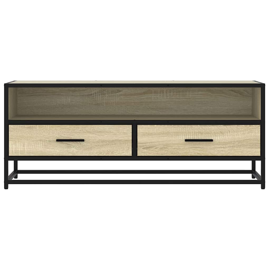 Meuble TV chêne sonoma 100x34,5x40cm bois d'ingénierie et métal - XIOS