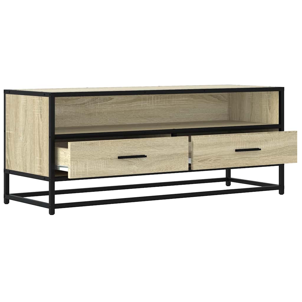 Meuble TV chêne sonoma 100x34,5x40cm bois d'ingénierie et métal - XIOS