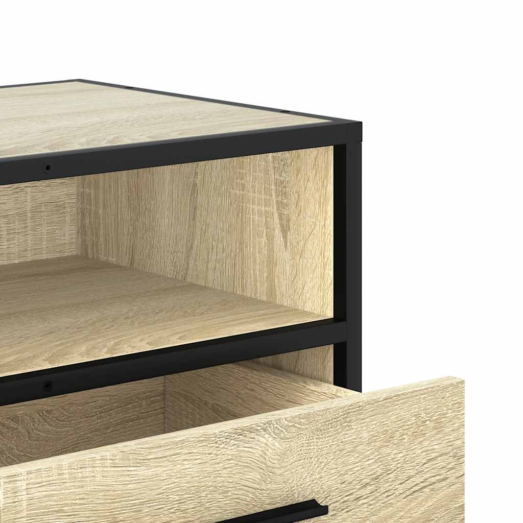 Meuble TV chêne sonoma 100x34,5x40cm bois d'ingénierie et métal - XIOS