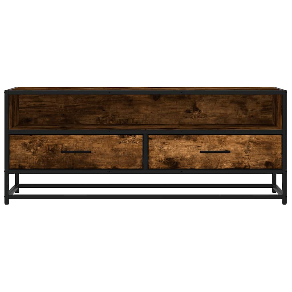 Meuble TV chêne fumé 100x34,5x40 cm bois d'ingénierie et métal - XIOS