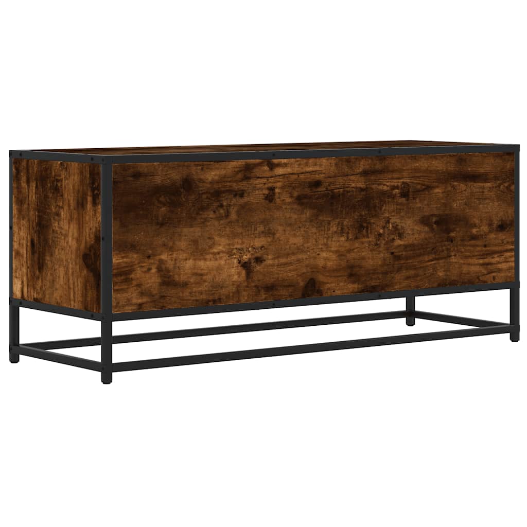 Meuble TV chêne fumé 100x34,5x40 cm bois d'ingénierie et métal - XIOS
