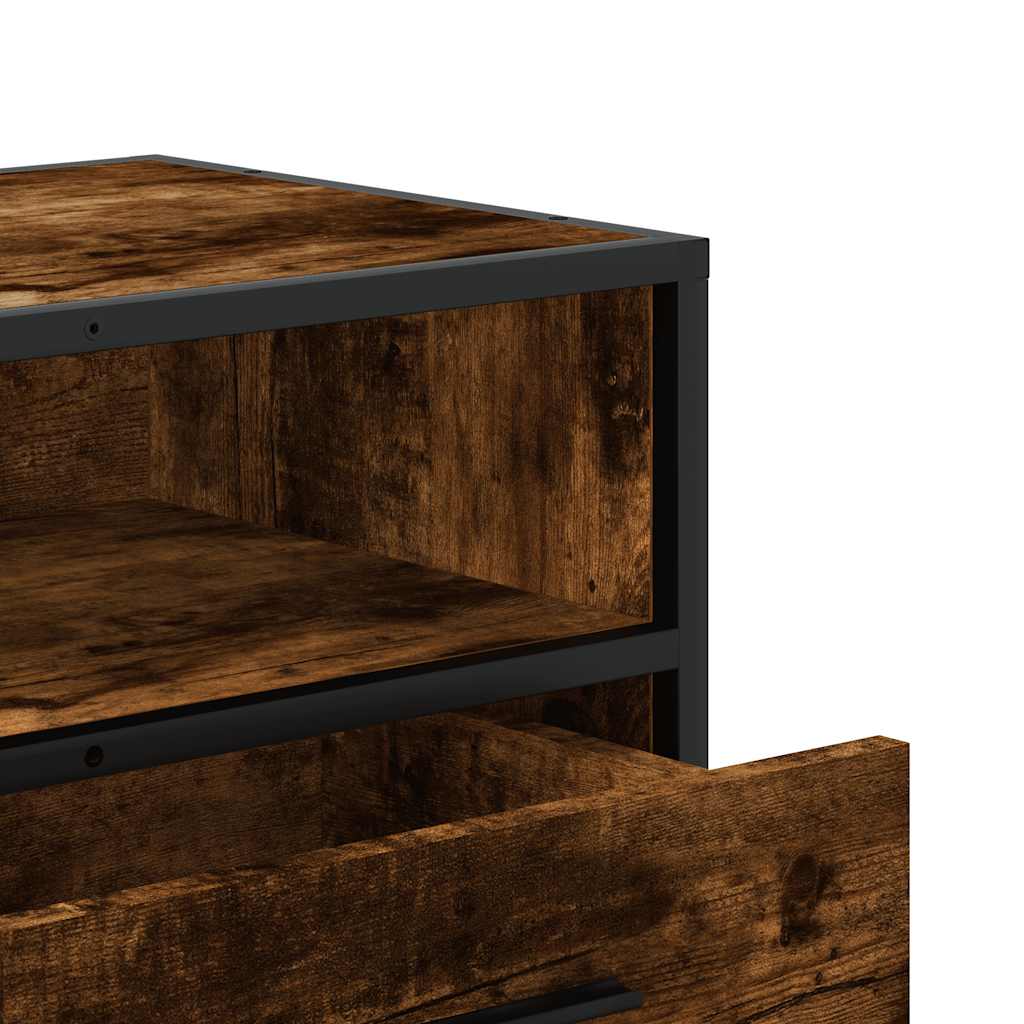 Meuble TV chêne fumé 100x34,5x40 cm bois d'ingénierie et métal - XIOS