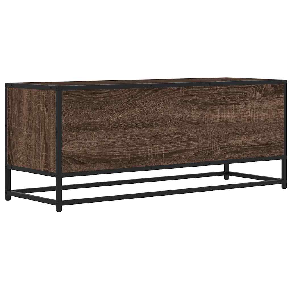 Meuble TV chêne marron 100x34,5x40cm bois d'ingénierie et métal - XIOS