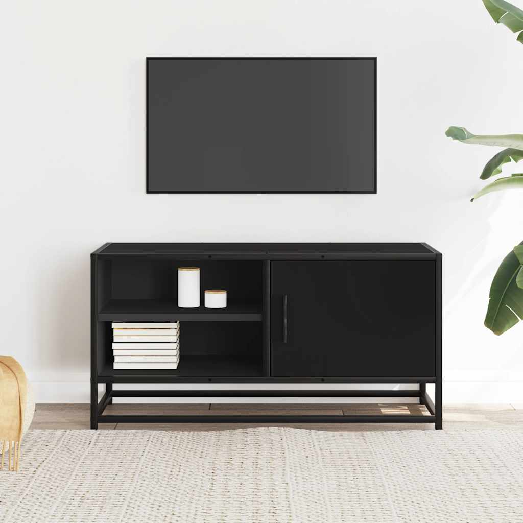 Meuble TV noir 80x34,5x40 cm bois d'ingénierie et métal - XIOS