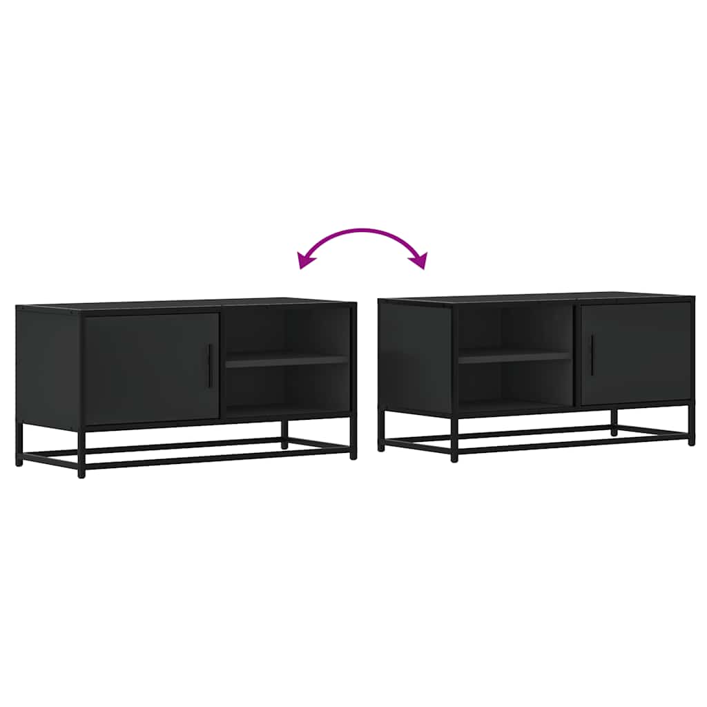 Meuble TV noir 80x34,5x40 cm bois d'ingénierie et métal - XIOS