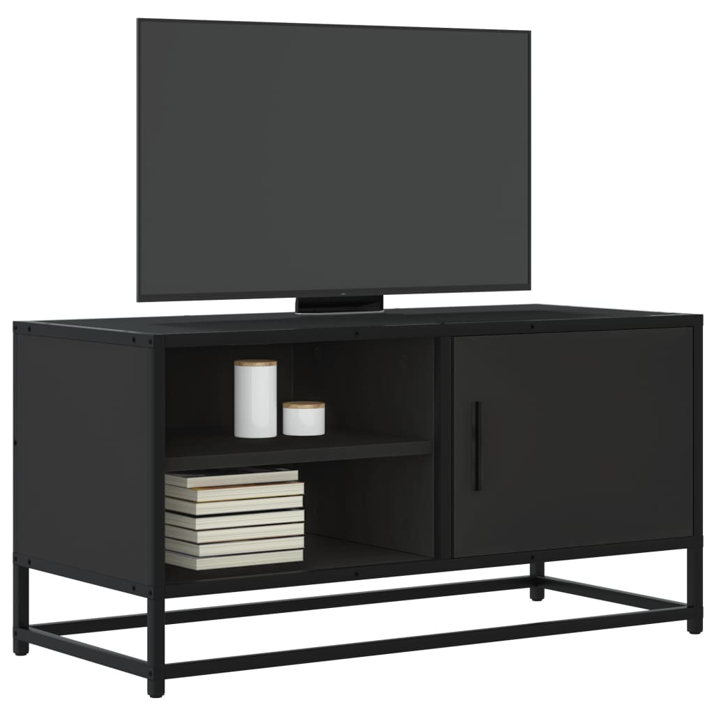 Meuble TV noir 80x34,5x40 cm bois d'ingénierie et métal - XIOS