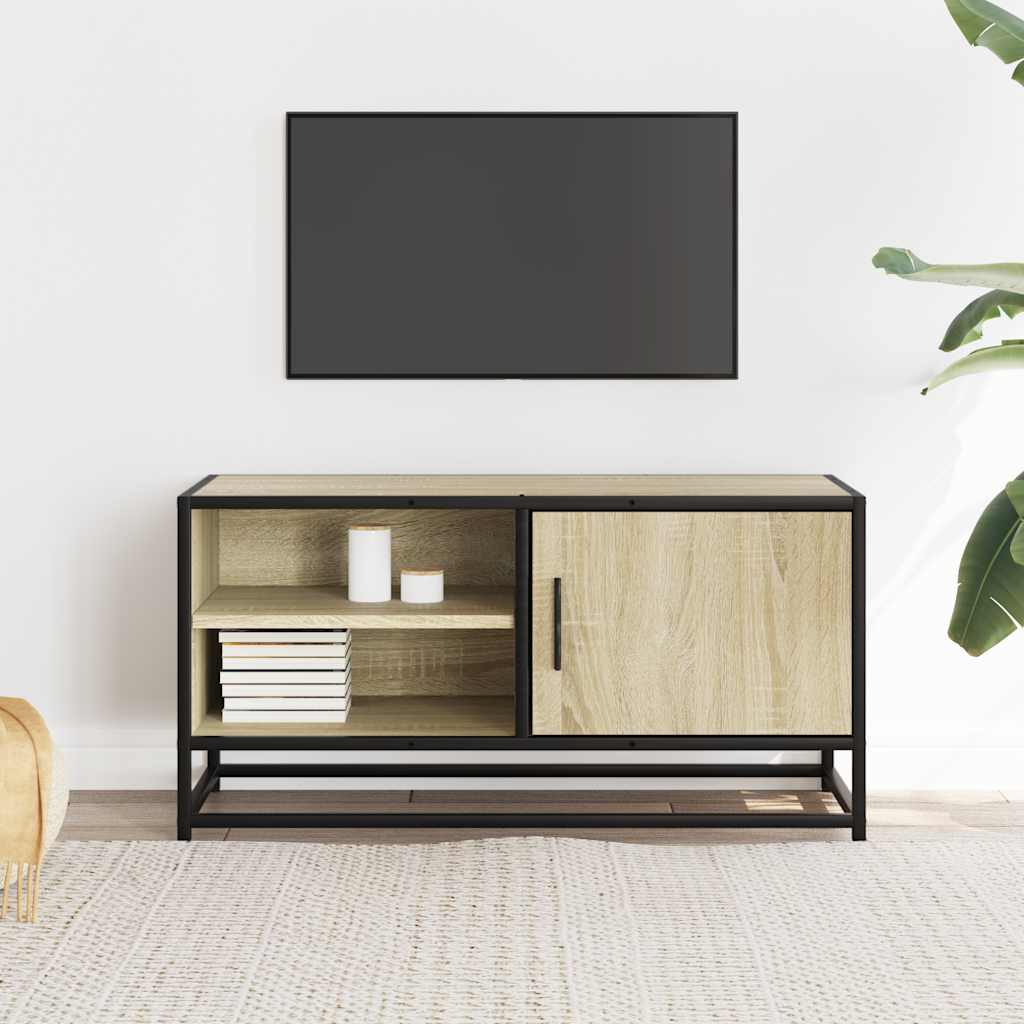 Meuble TV chêne sonoma 80x34,5x40 cm bois d'ingénierie et métal - XIOS
