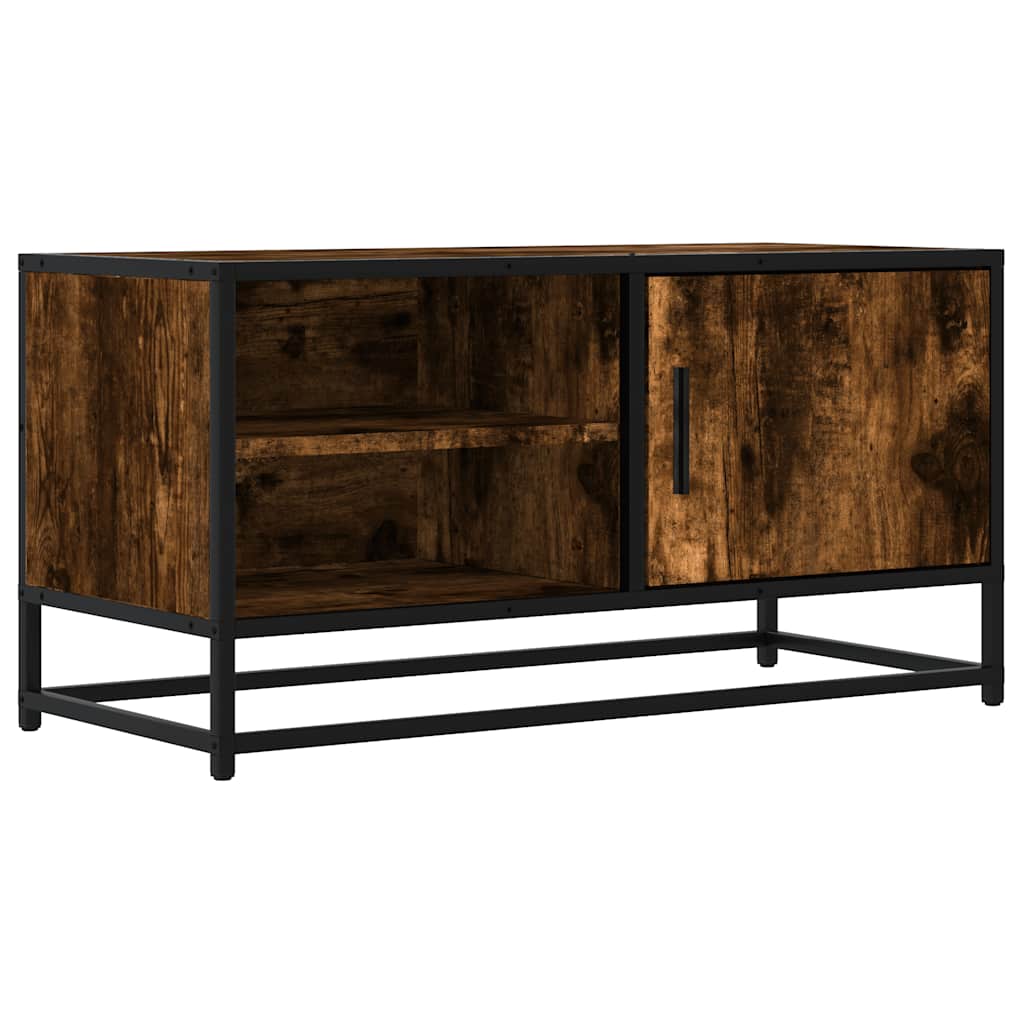 Meuble TV chêne fumé 80x34,5x40 cm bois d'ingénierie et métal - XIOS