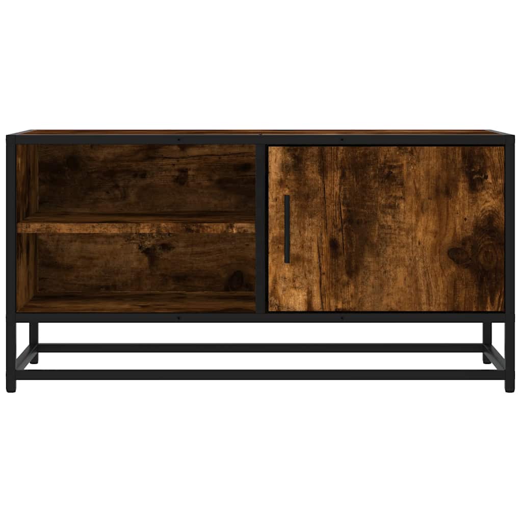 Meuble TV chêne fumé 80x34,5x40 cm bois d'ingénierie et métal - XIOS