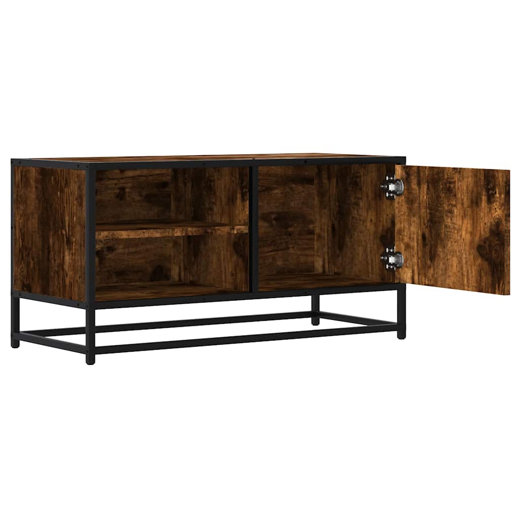 Meuble TV chêne fumé 80x34,5x40 cm bois d'ingénierie et métal - XIOS