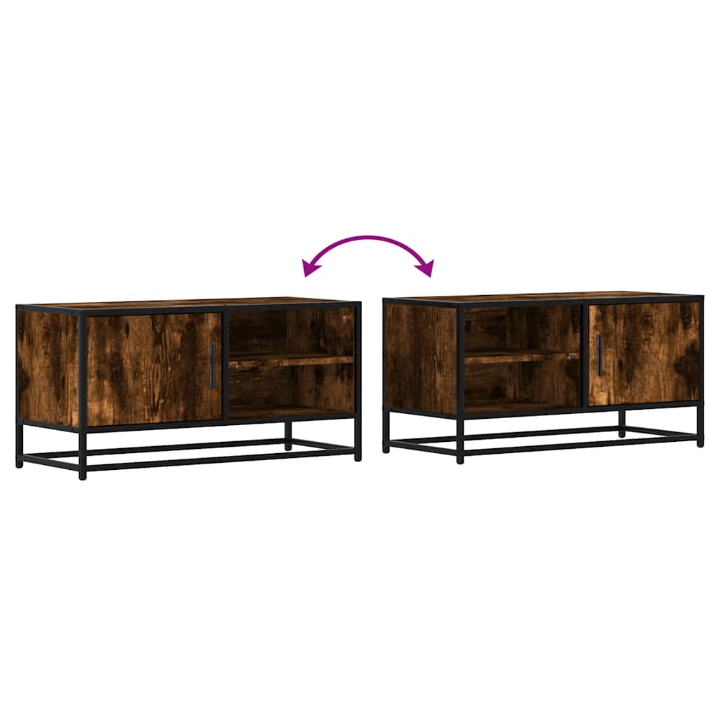 Meuble TV chêne fumé 80x34,5x40 cm bois d'ingénierie et métal - XIOS