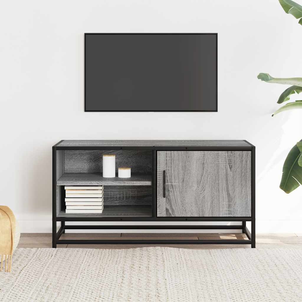 Meuble TV sonoma gris 80x34,5x40 cm bois d'ingénierie et métal - XIOS