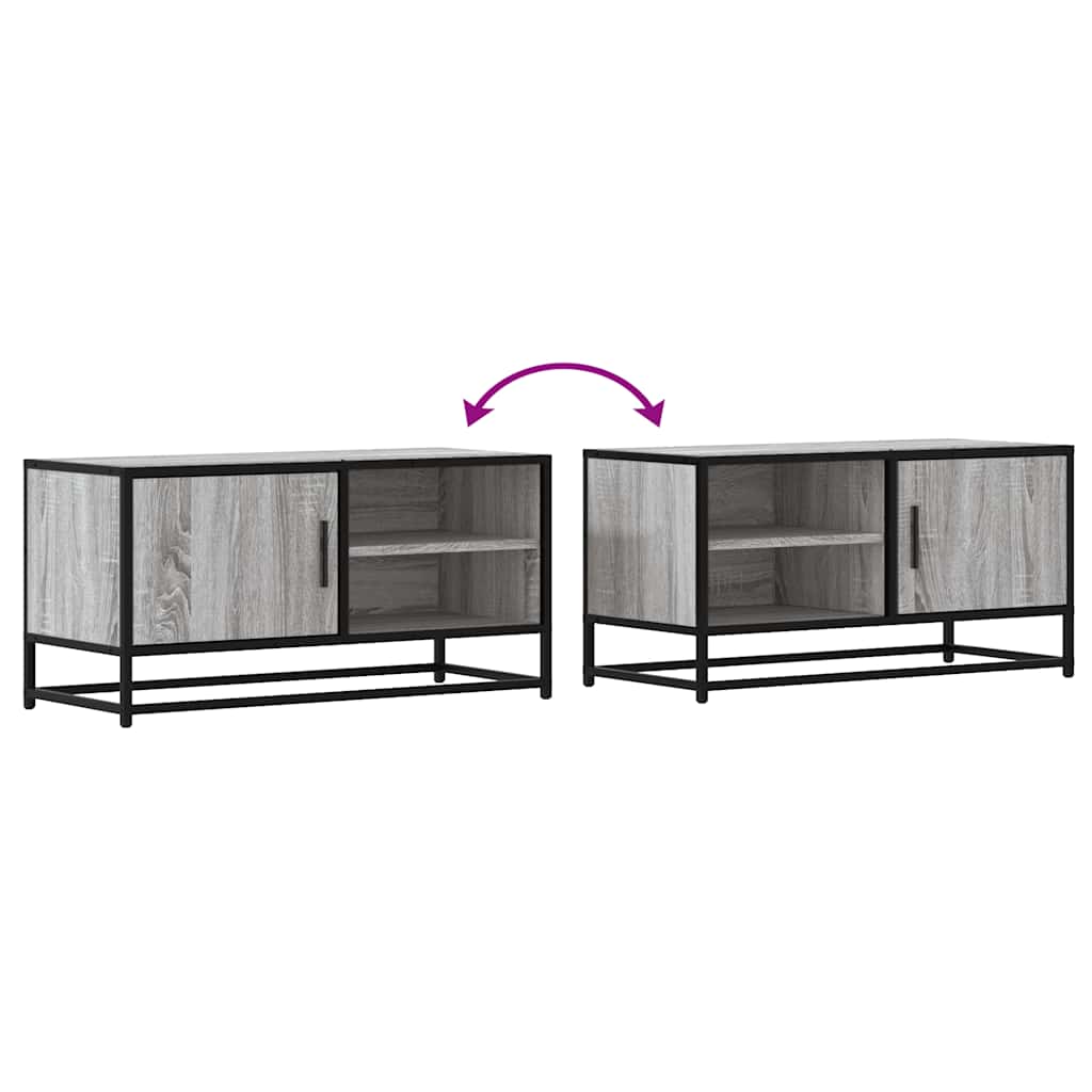 Meuble TV sonoma gris 80x34,5x40 cm bois d'ingénierie et métal - XIOS