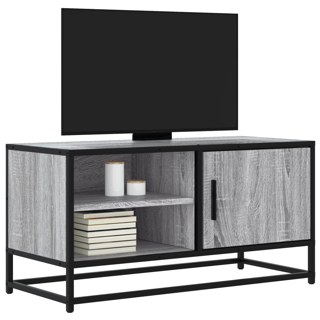 Meuble TV sonoma gris 80x34,5x40 cm bois d'ingénierie et métal - XIOS