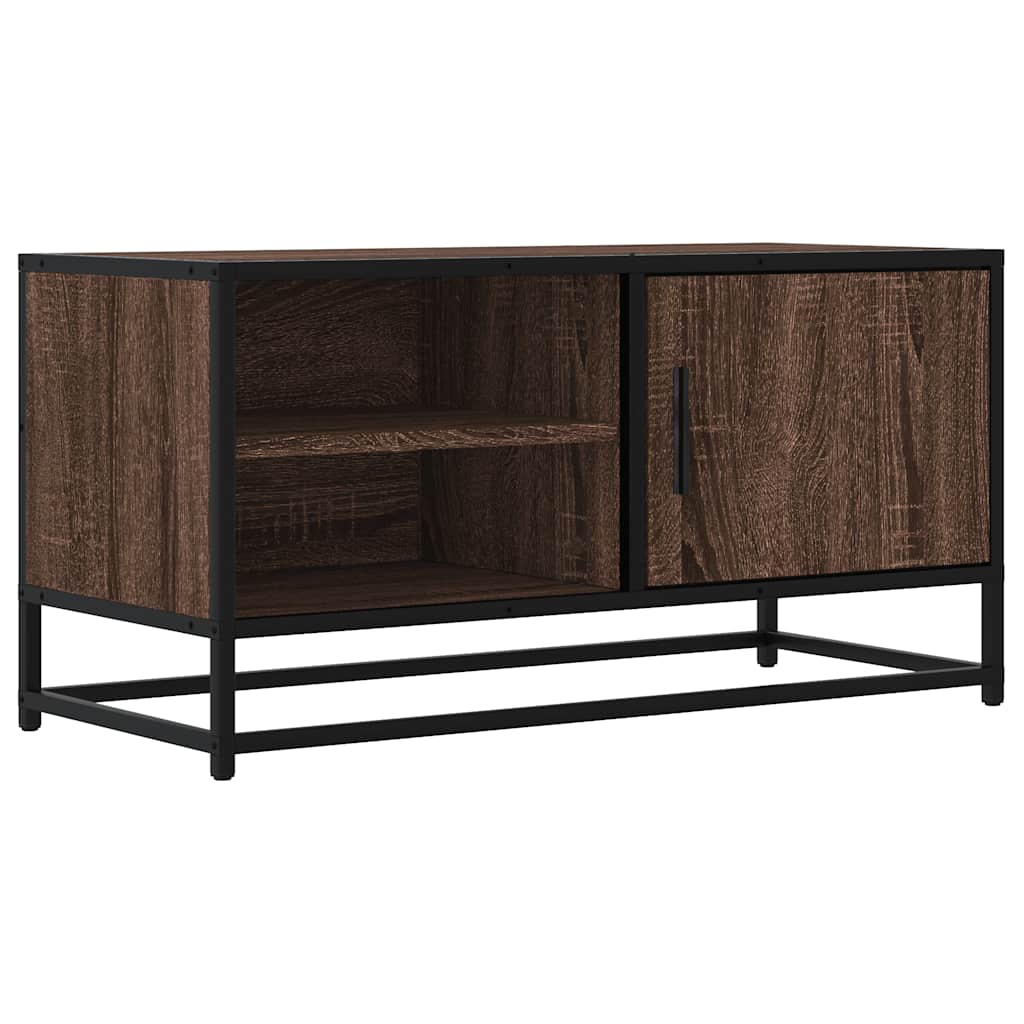 Meuble TV chêne marron 80x34,5x40 cm bois d'ingénierie et métal - XIOS