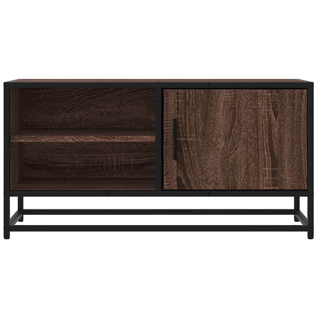 Meuble TV chêne marron 80x34,5x40 cm bois d'ingénierie et métal - XIOS