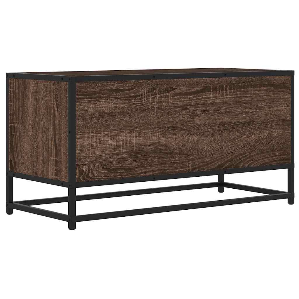 Meuble TV chêne marron 80x34,5x40 cm bois d'ingénierie et métal - XIOS
