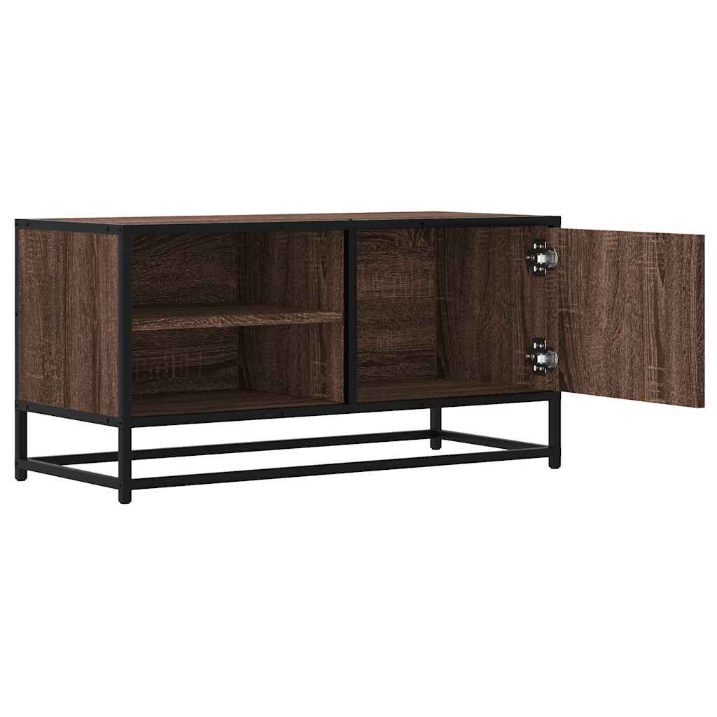 Meuble TV chêne marron 80x34,5x40 cm bois d'ingénierie et métal - XIOS