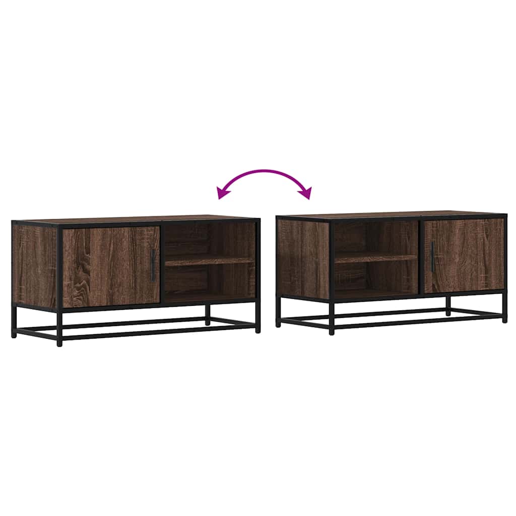 Meuble TV chêne marron 80x34,5x40 cm bois d'ingénierie et métal - XIOS