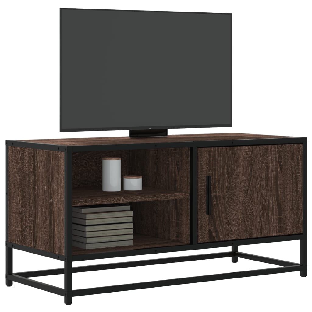 Meuble TV chêne marron 80x34,5x40 cm bois d'ingénierie et métal - XIOS