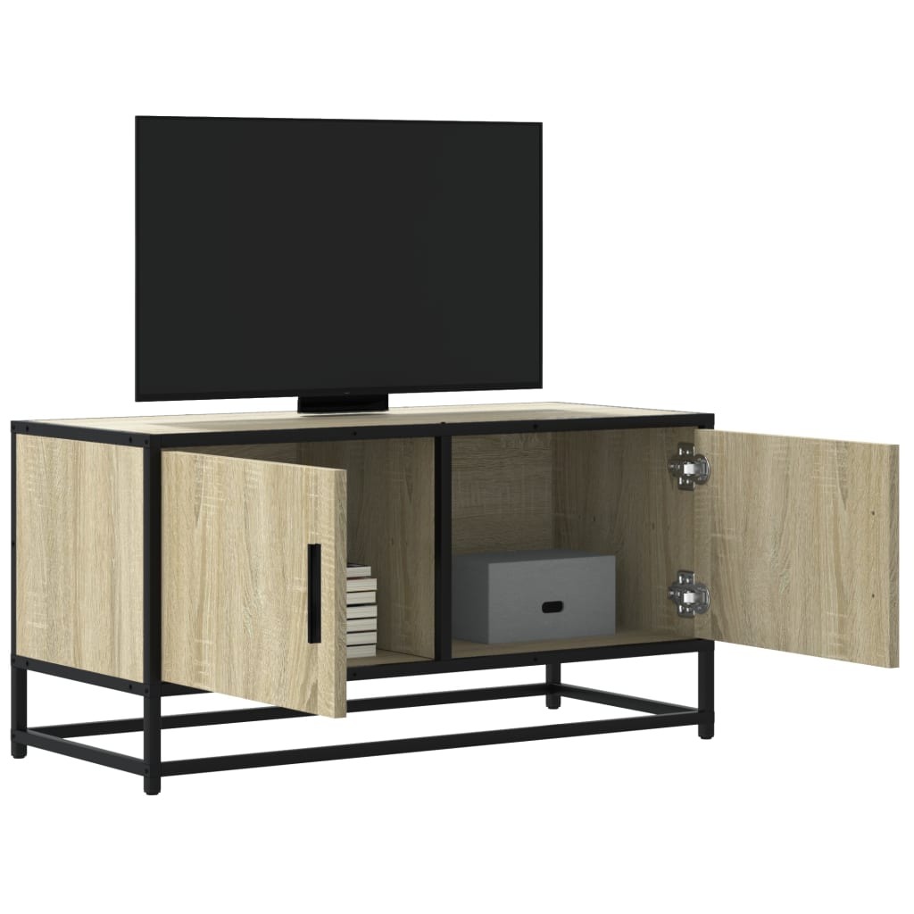 Meuble TV chêne sonoma 80x34,5x40 cm bois d'ingénierie et métal - XIOS