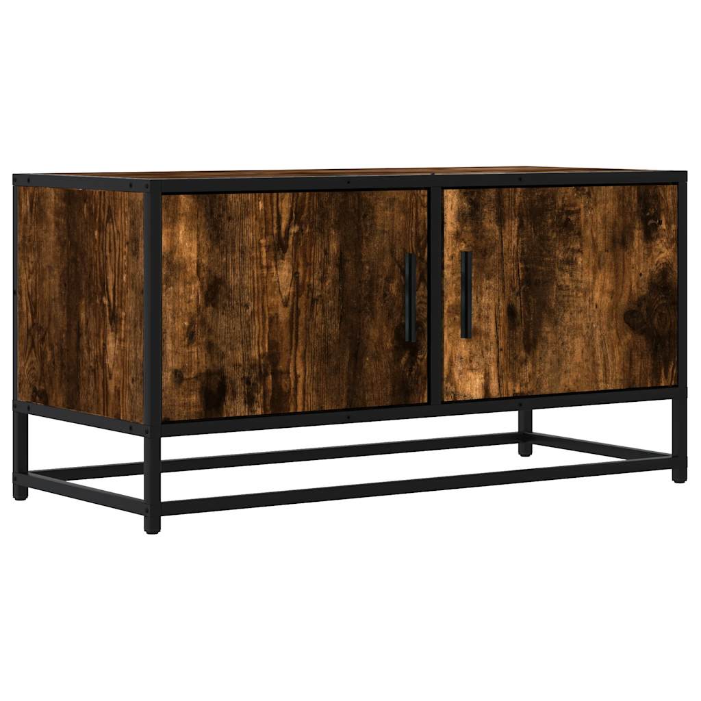 Meuble TV chêne fumé 80x34,5x40 cm bois d'ingénierie et métal - XIOS