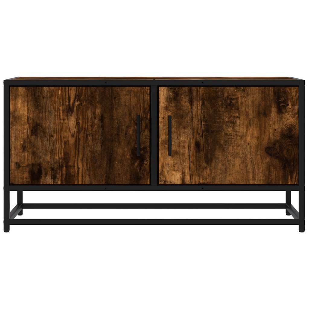 Meuble TV chêne fumé 80x34,5x40 cm bois d'ingénierie et métal - XIOS