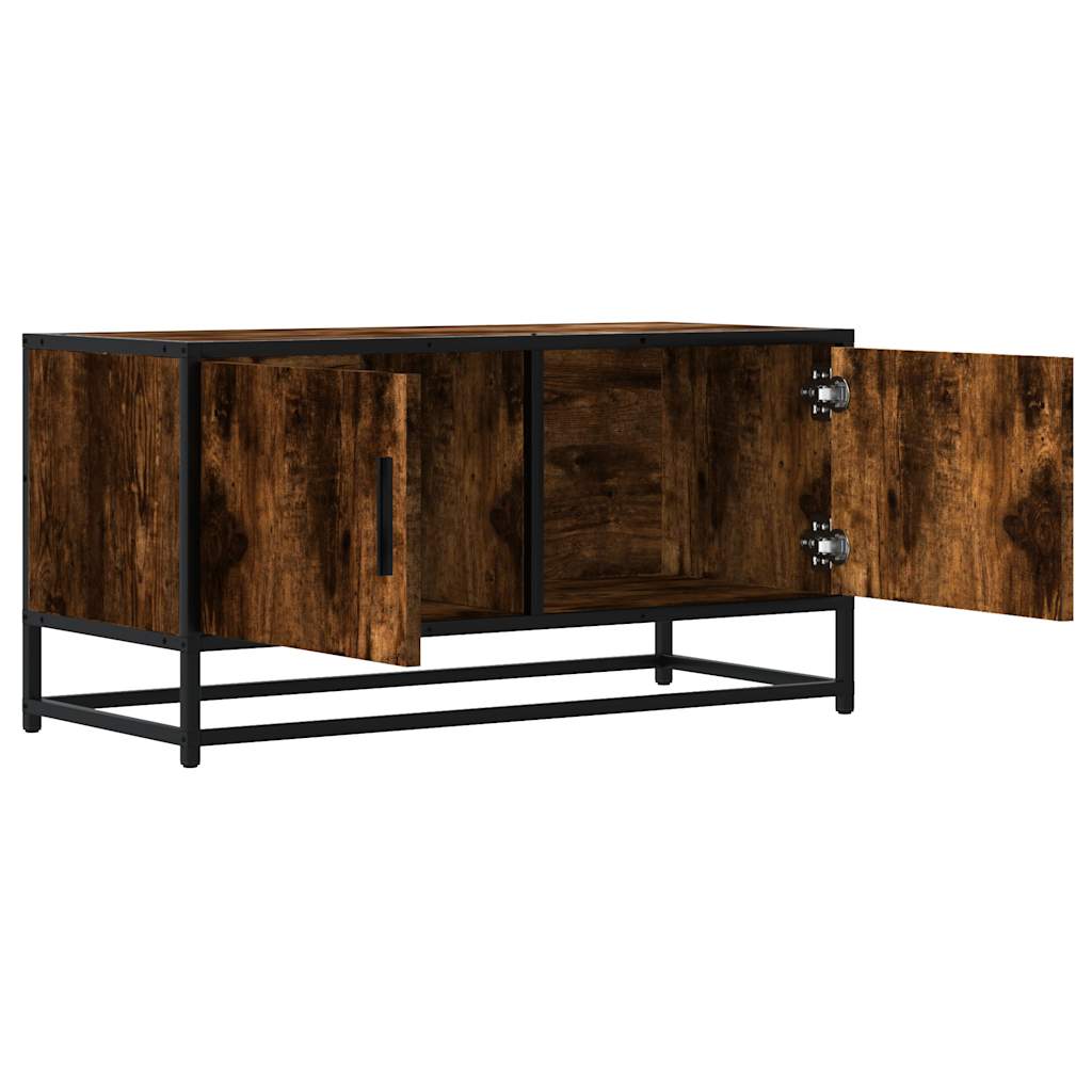 Meuble TV chêne fumé 80x34,5x40 cm bois d'ingénierie et métal - XIOS