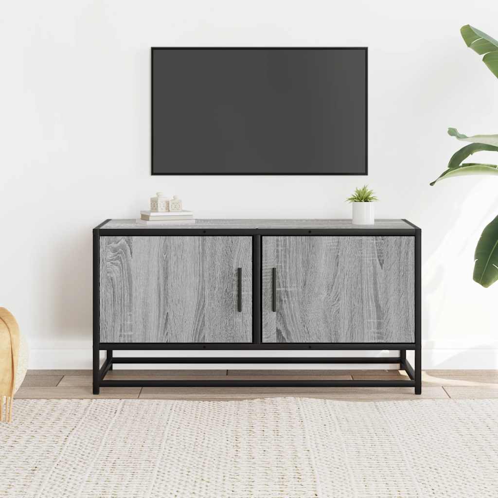 Meuble TV sonoma gris 80x34,5x40 cm bois d'ingénierie et métal - XIOS