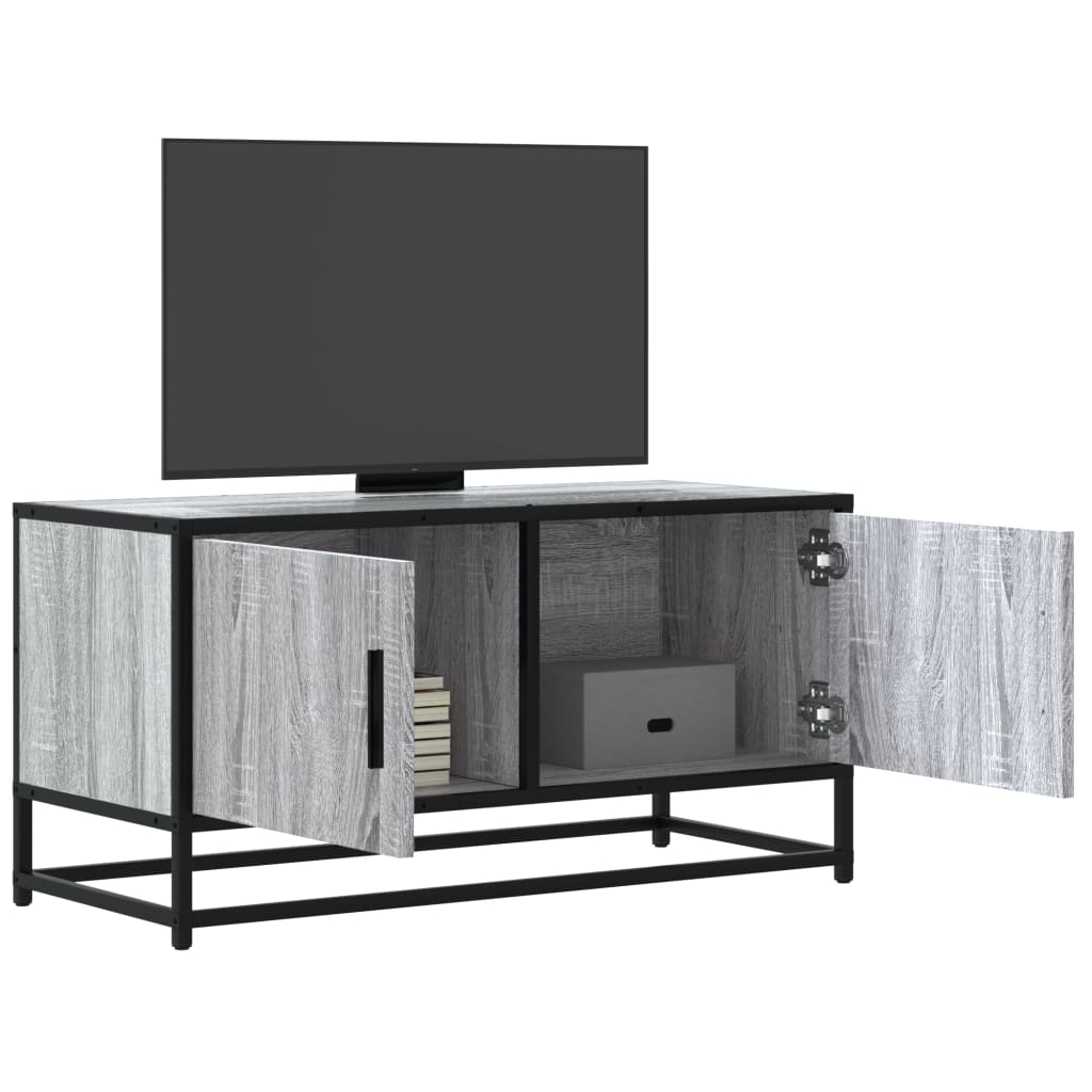 Meuble TV sonoma gris 80x34,5x40 cm bois d'ingénierie et métal - XIOS