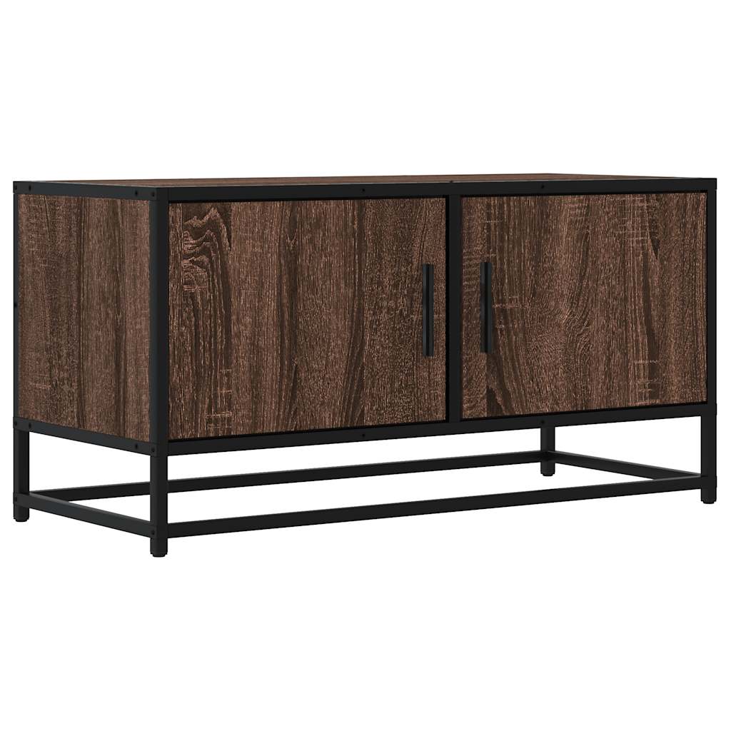 Meuble TV chêne marron 80x34,5x40 cm bois d'ingénierie et métal - XIOS