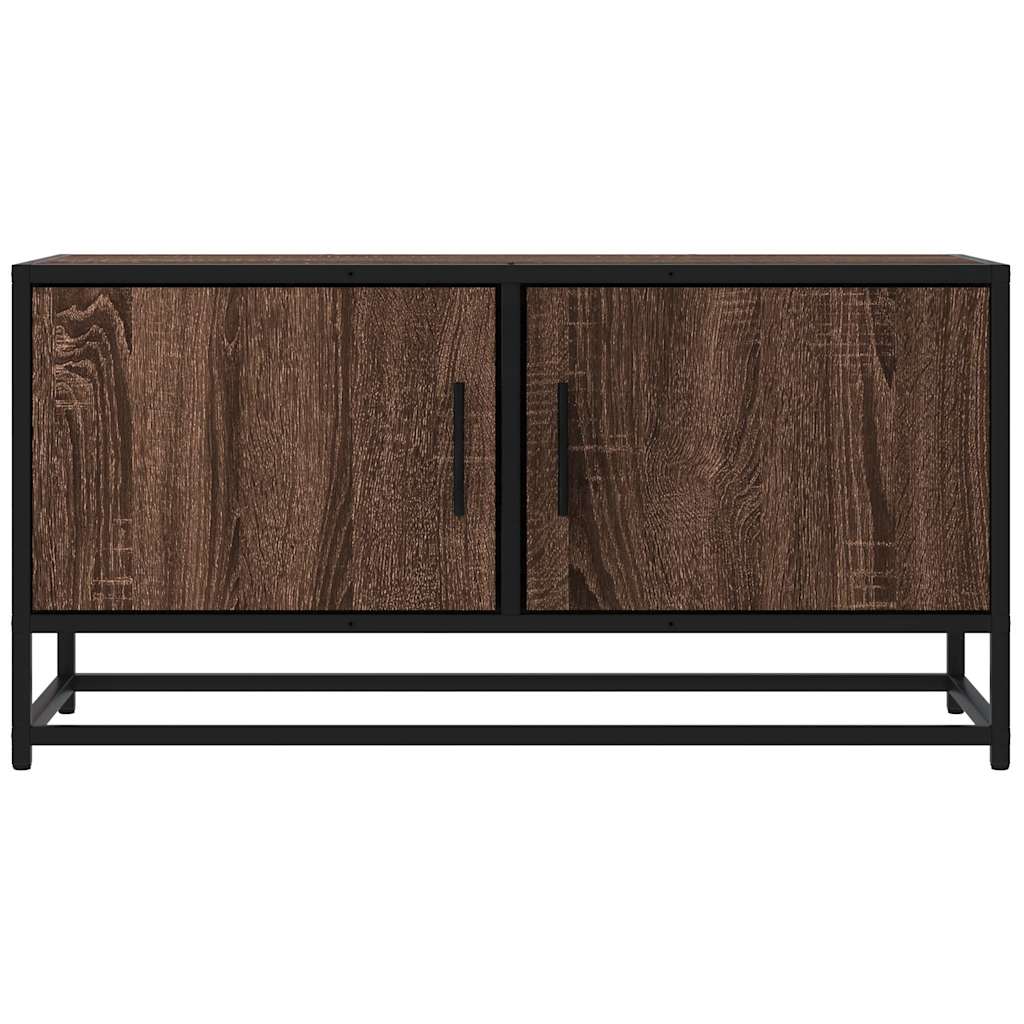 Meuble TV chêne marron 80x34,5x40 cm bois d'ingénierie et métal - XIOS